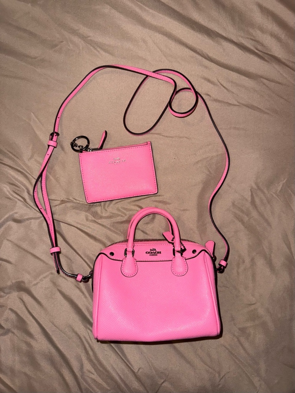 Coach Hot Pink Mini Crossbody Satchel with Card Case